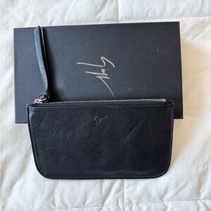 NWOT Giuseppe Zanotti Black leather zip pouch